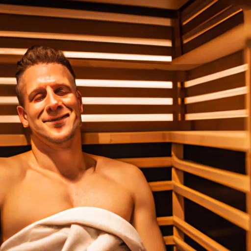 

A photo of a person relaxing in a modern sauna, with a peaceful expression on their face. The image conveys the sense of relaxation and comfort that comes from choosing the perfect sauna for you.
